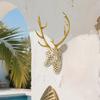 Wall Mounted Hanging Deer Head Statue Vintage Home Bar Animal Head Sculpture Wall Decoration Christmas Party Antlers Decor Gift