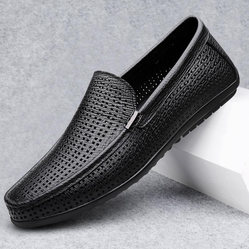 Hollow Out Loafers Shoes For Men Boat Shoes 2025 Summer Business Leather Man Moccasins Mens Driving Casual Shoe Slip On Flats
