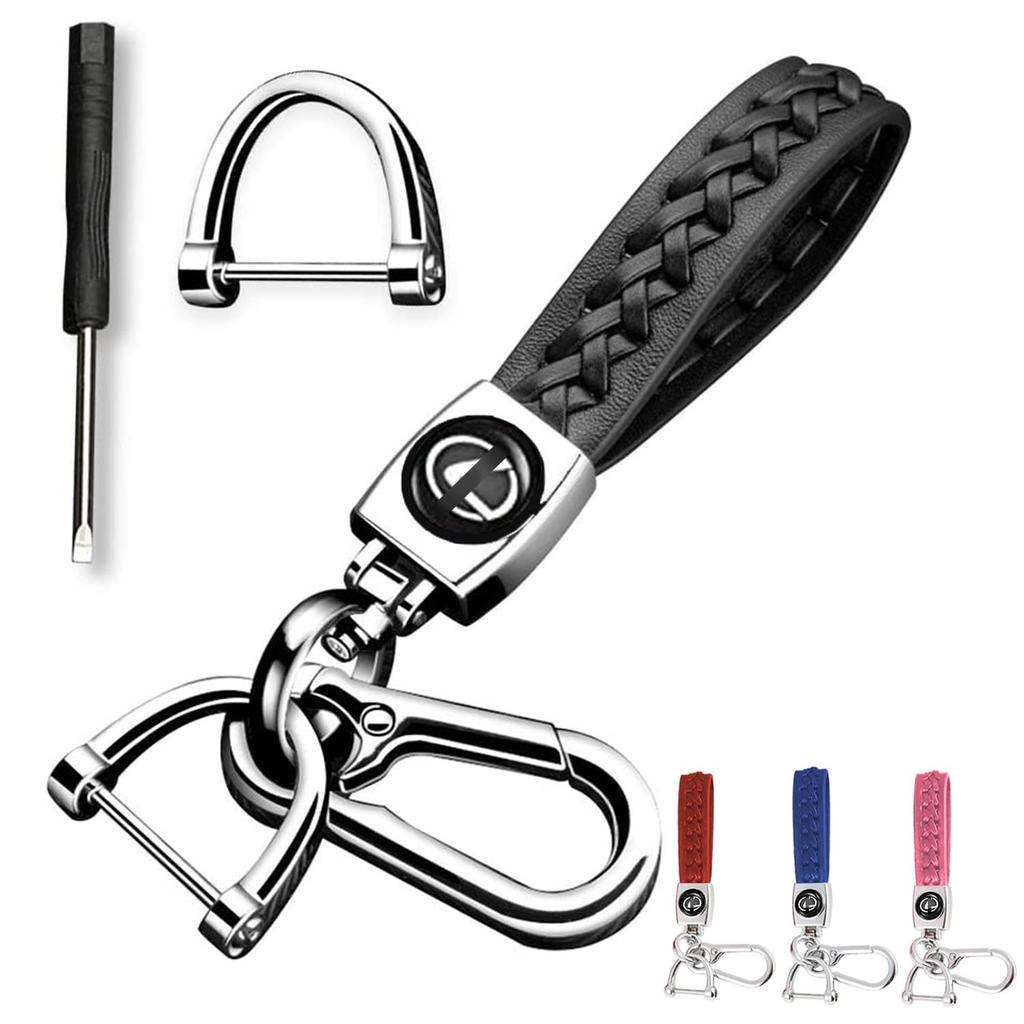 [Hunesuru] Compatible Keychain, Suitable for Lexus, Genuine Leather Car Key Chain, Lexus Black