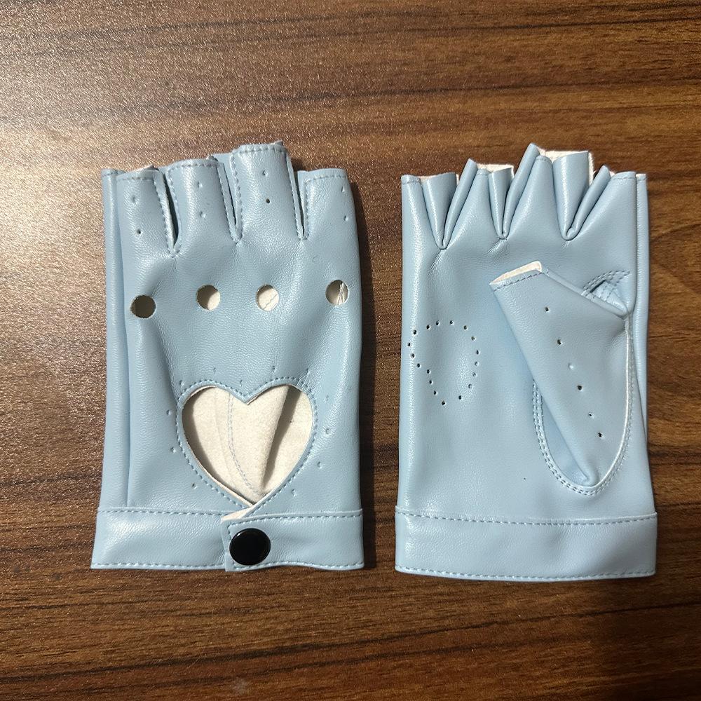 Dance Gloves Ladies Street Punk Stage Performance Thunderbolt Half Finger Gloves Nightclub Photography Leather Dance Gloves