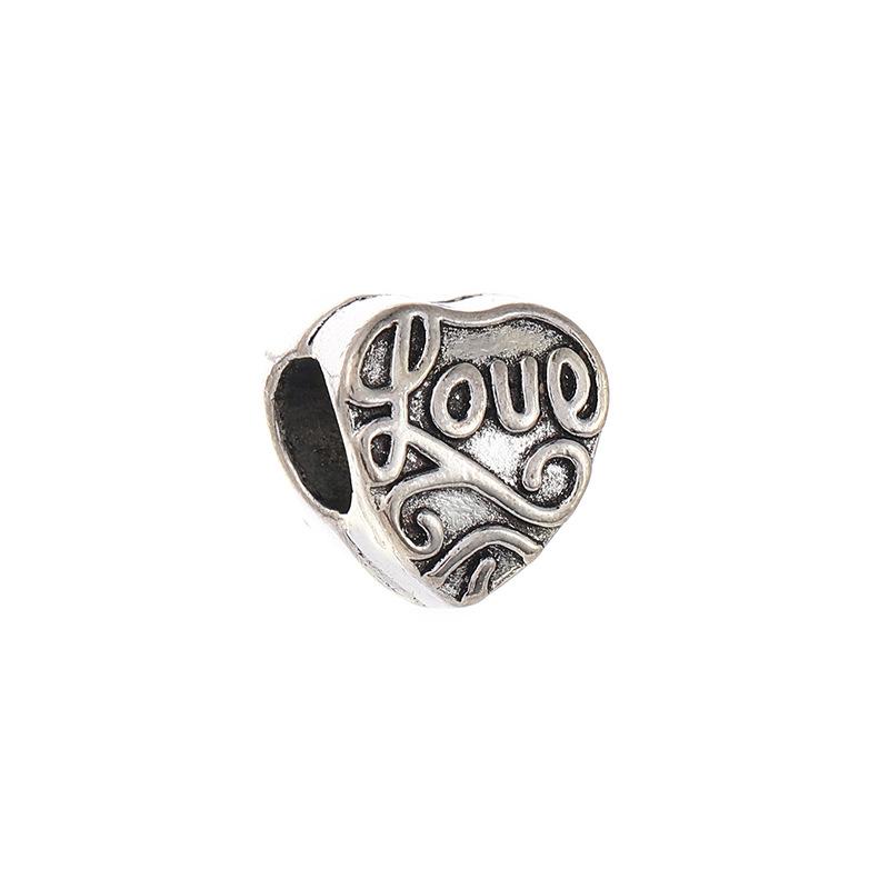 Diy Handmade Ancient Silver Tibetan Silver Jewelry Accessories, Multi-Style Pentagram Love Hole Beads, Bracelet, Alloy Bead Spacer Beads