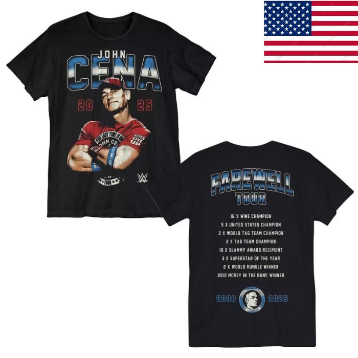ГОРЯЧАЯ РАСПРОДАЖА Футболка унисекс с принтом WWE John Cena Farewell Tour 2025 Last Time Is Now (2 стороны) XXL