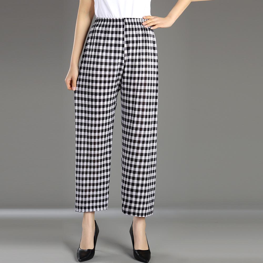 Floral Ice Silk Wide-Leg Pants for Women - Airy, Casual, Nine-Tenths Length
