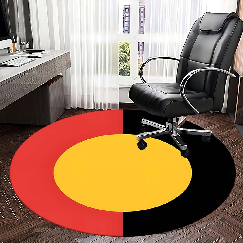 Australia Flag,Aboriginal Flag Chair Mat Round Rug Office Carpet, Non Slip, Suitable for Living Rooms, Bedrooms Decor.1205018a