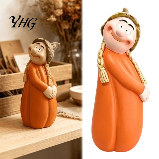 Cute Autumn Room Accents Resin Pumpkin Figure Ornaments for Home Decor, Miniature Holiday Gifts Friends Tabletop Decorations Thanksgiving Living