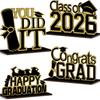 2026 Graduation Desktop Decor: Set of 4 Wooden Ornaments for Party Scenes