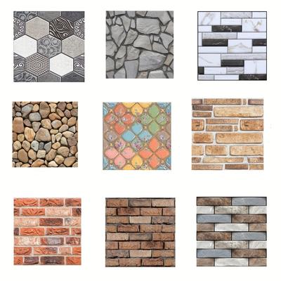 10 peças Papel de Parede 3D Autoadesivo, Adesivos de Azulejos de Pedra Falsa, Pasta de Parede Autoadesiva com Grão de Tijolo, para Fundo de TV Decoração de Casa