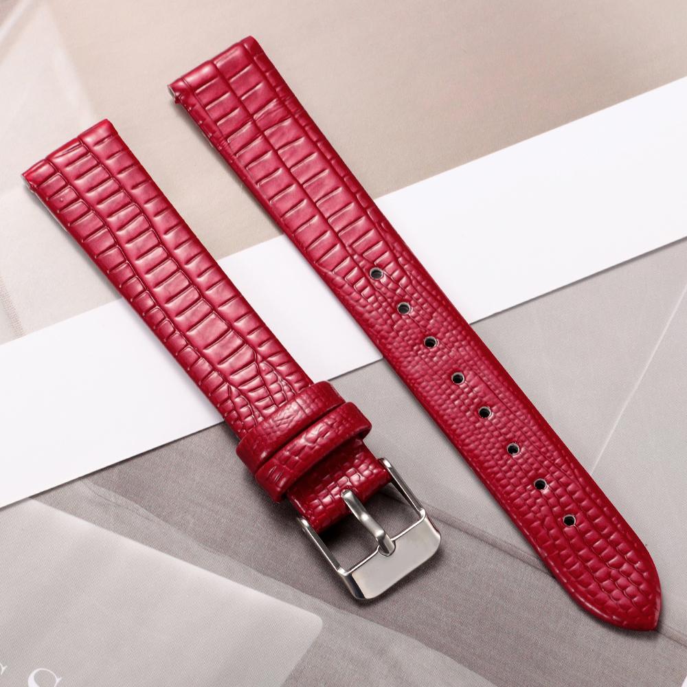 8mm 10mm 12mm 14mm 16mm Mode Echsenstruktur Armband Ultra-dünnes Universelles Uhrenarmband Dornschließe Uhrarmband für Damen Armband