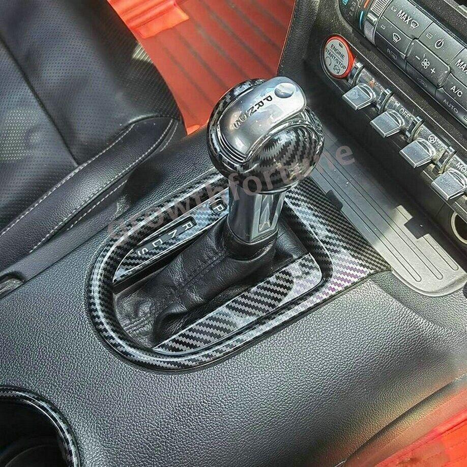 1PC Carbon Fiber Interior Gear Shift Panel Trim Cover For Ford Mustang 2015-