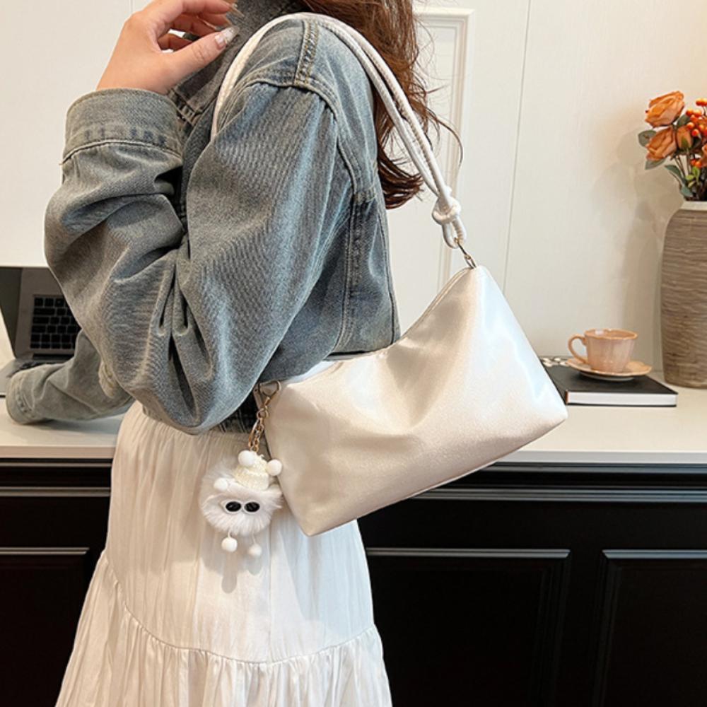 Casual Solid Fashion Elegant Shoulder Bag Smooth Cloth Satin Underarm Bag Leisure Tote Bag Lady Minimalist Handbags Purse