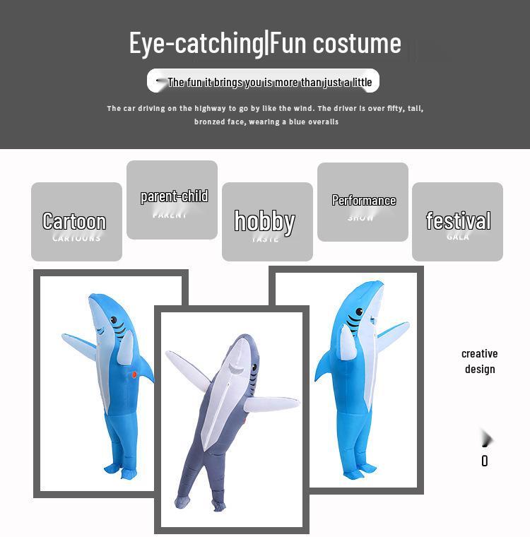 Shark Inflatable Costume for Role Play, Cosplay, and Party Mascot Performances
