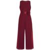 Girls Party Wear Solid Color Sleeveless High Waist Ruffled Chiffon Detachable Flower Wedding Jumpsuit