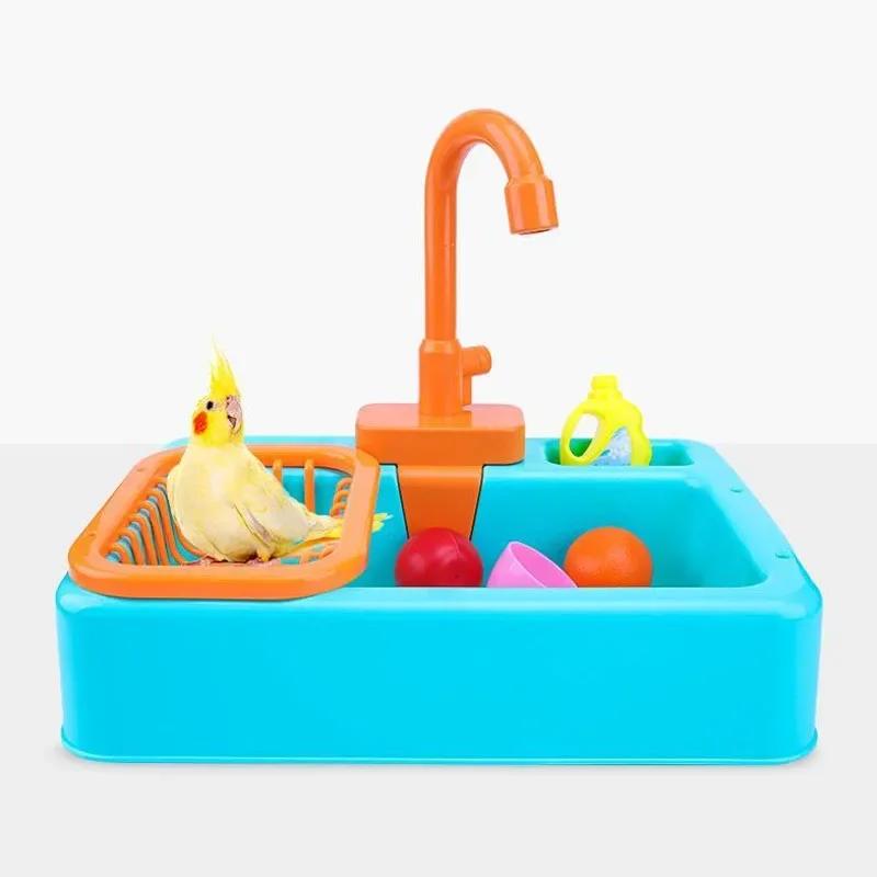 Parrot Bird Bathtub Shower Basin - Bath Cage Bowl for Parrots Multi-Functional Bird Toy & Kids Kitchen Sink Pretend Play Toys