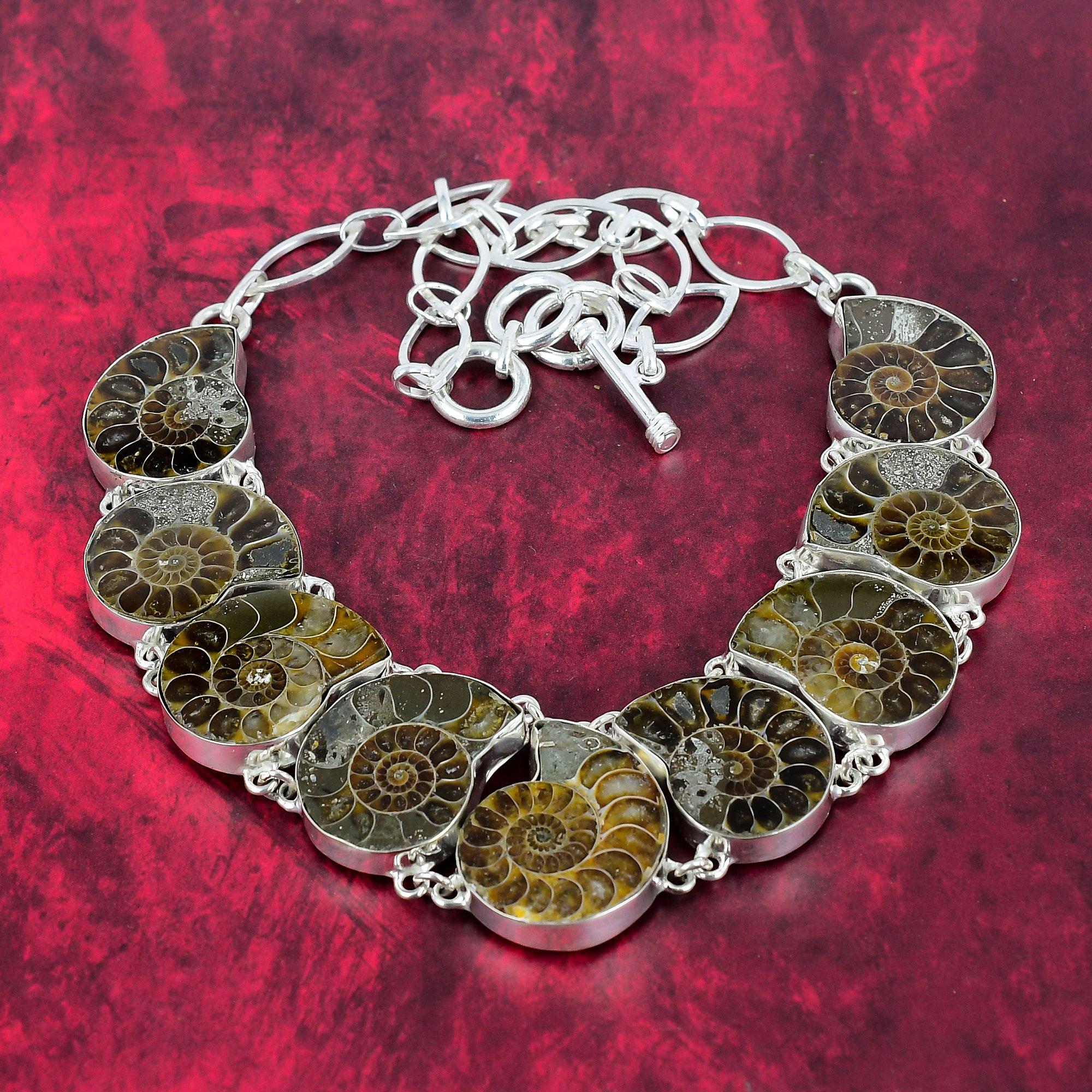 

Ожерелье из твердого стерлингового серебра 925 пробы с аммонитом ископаемого с регулируемой цепочкой, ювелирное ожерелье ручной работы из драгоценных камней, подарок для нее Adjustable with 18 inches жёлтый