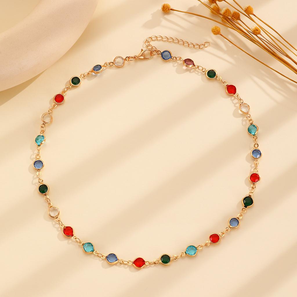 Niche Ethnic Style Necklace Small Fresh Love Glass Diamond Beaded Necklace Ins Holiday Style Summer Sweet Necklace