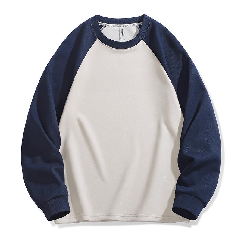 

Autumn Style 300g Men s Trendy High-Quality Color Block Patchwork Long Sleeve Round Neck Sweatshirt XL темно-синього кольору