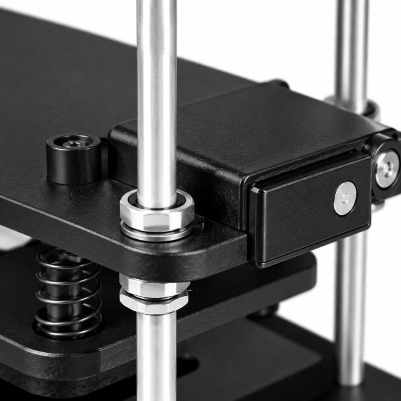 Heating Press Machine with Layered Work Platform, Guide Posts, Spring Supports and Top Adjustment Handle for Phone Stand and Rear Cover Repair