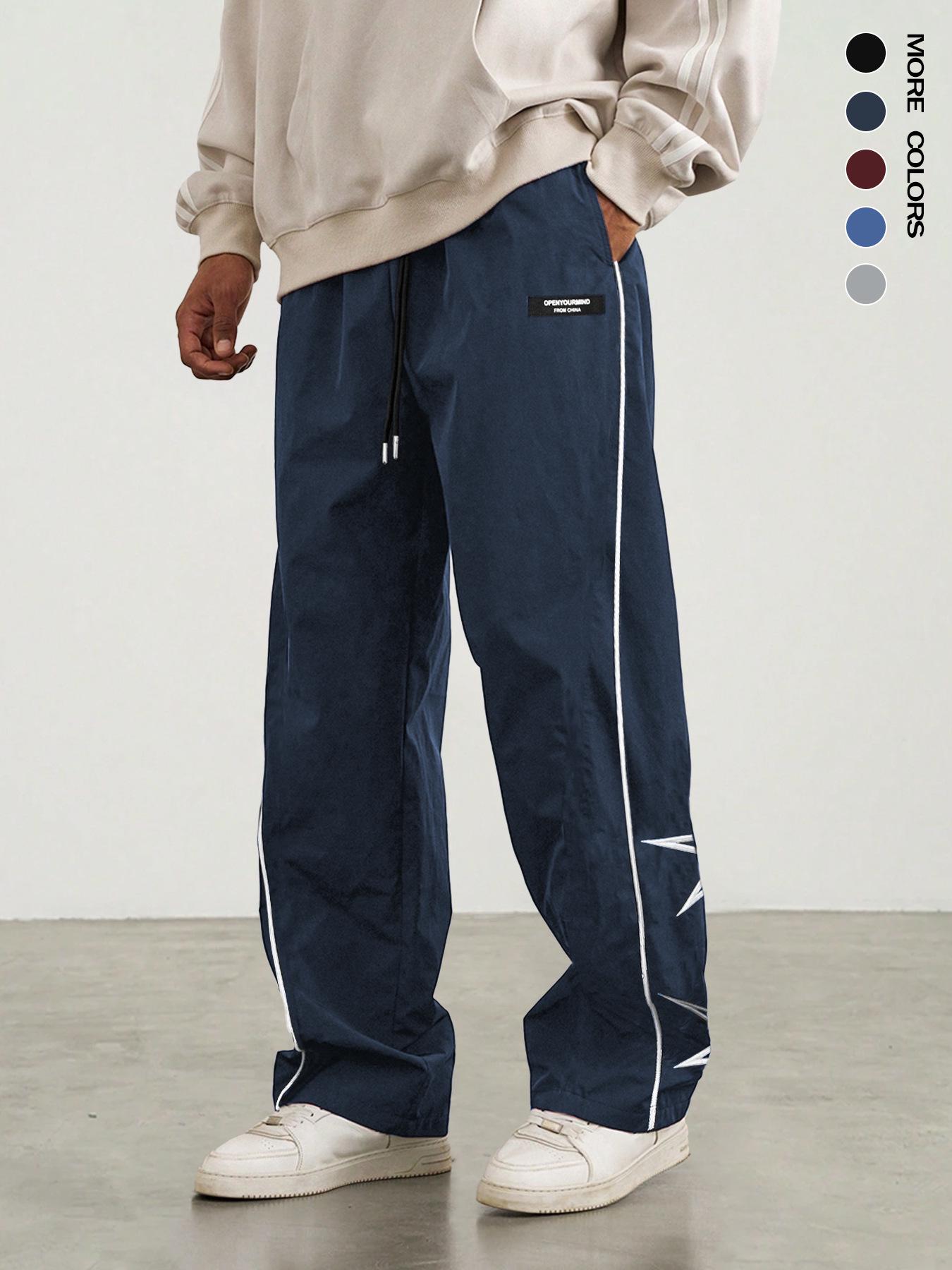 

Мужские ретро вышитые брюки прямого кроя 2025 года для весны/лета XL темно-синий