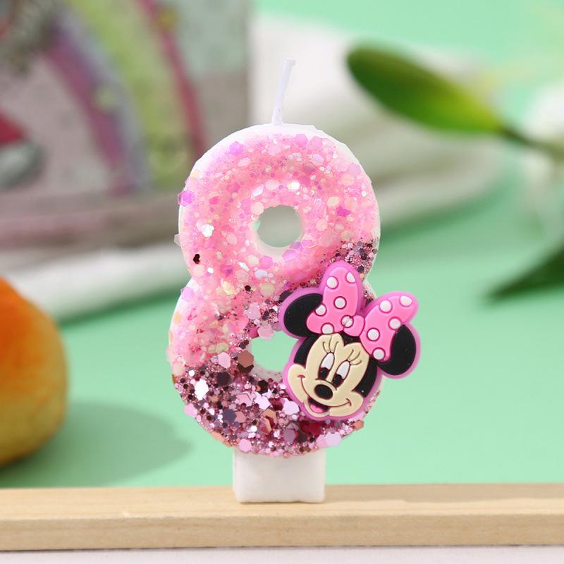 Cartoon Birthday Candle with Sequins - Number 7