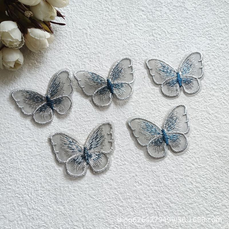 5.5cm Organza Butterfly Embroidery Patch for DIY Hair Clips, Headdress, and Hanfu Repair Decoration F246