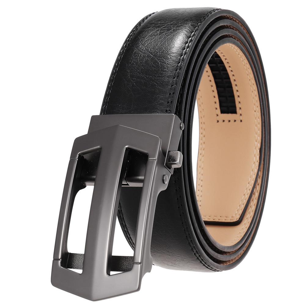 1Pcs Business Automatic Buckle Belt Personalized Men'S Belt, Two-Layer Cowhide Ly55-561776-3