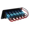 6 Gang Rocker Switch Panel Overcurrent Protection LED Blue Backlit IP65 Waterproof for 12‑24V Vehicles Boats SUV Trucks