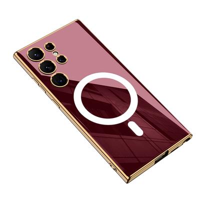 Coque de protection magnétique en silicone Magsafe de luxe pour Samsung Galaxy S23 Ultra Plus 5G, étui de protection pour appareil photo, coque antichoc Funda