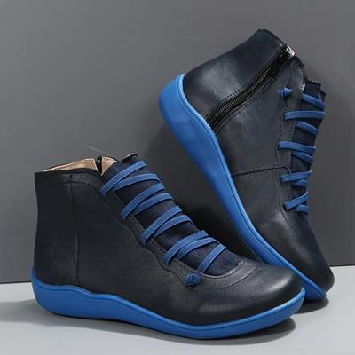 Women Boots Retro PU Leather Solid Lace Up Ankle Boots Ladies Casual Short Boots Spring Autumn Boots
