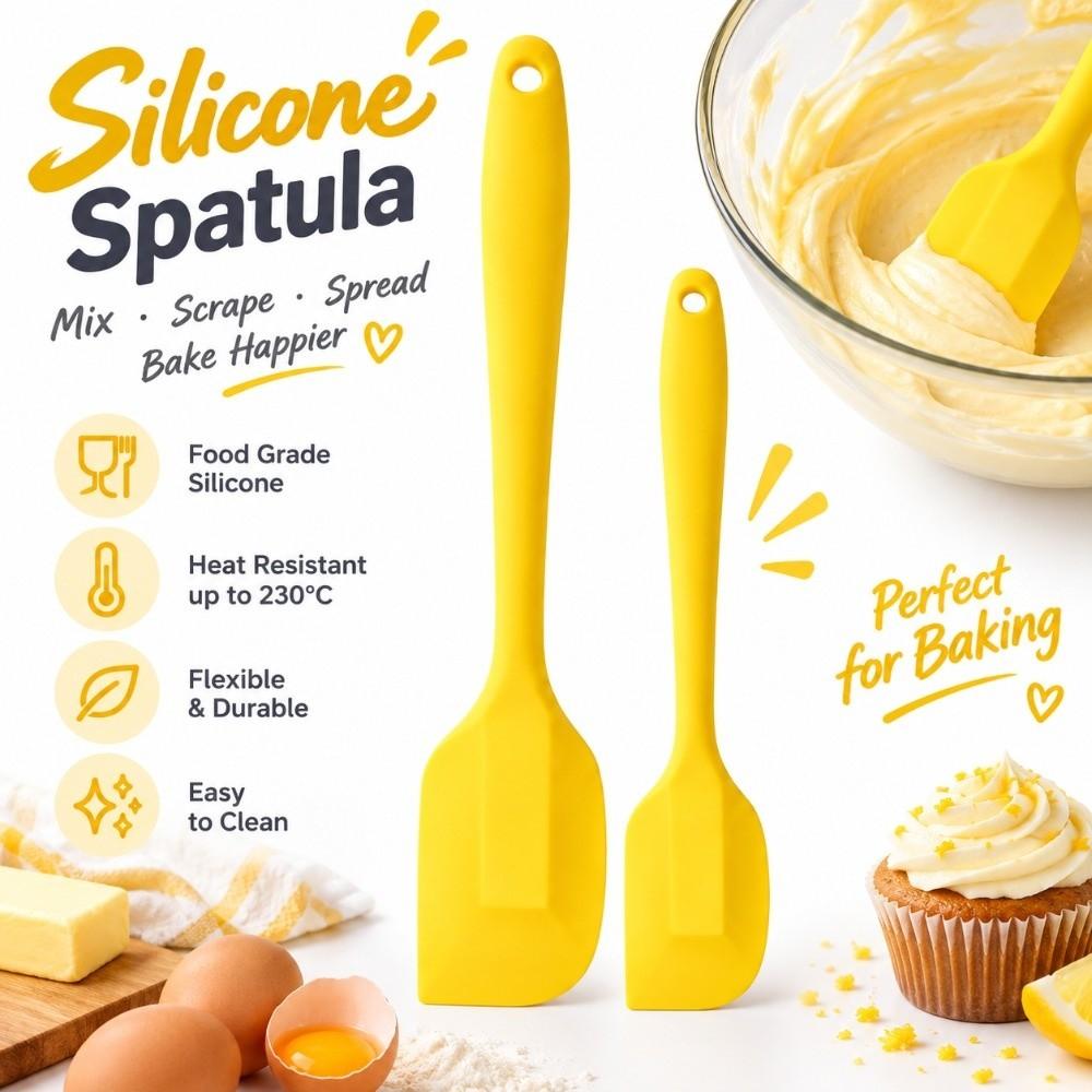 2pcs Long Handle Silicone Spatula Set High Heat-Resistant Baking Spatula Set Cooking Class