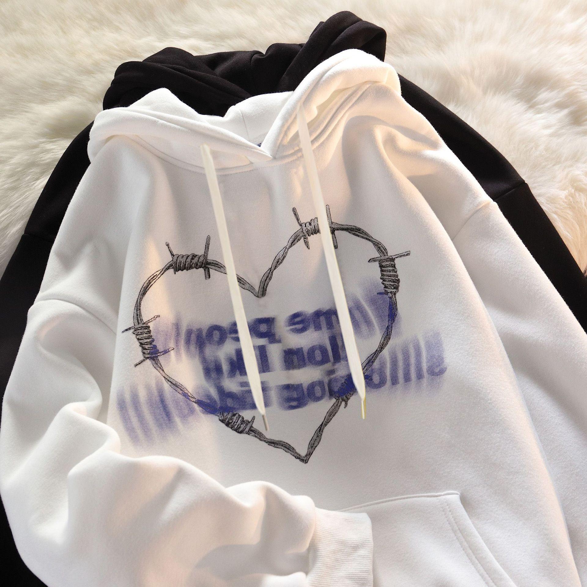 

Women s 2024 Korean-Style Letter Print Loose Long Sleeve Hoodie Large