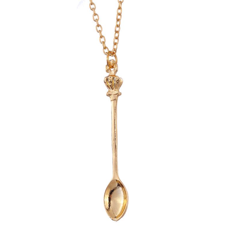 Elegant European & American Fashion Crown Spoon Necklace Sweater Chain золотой