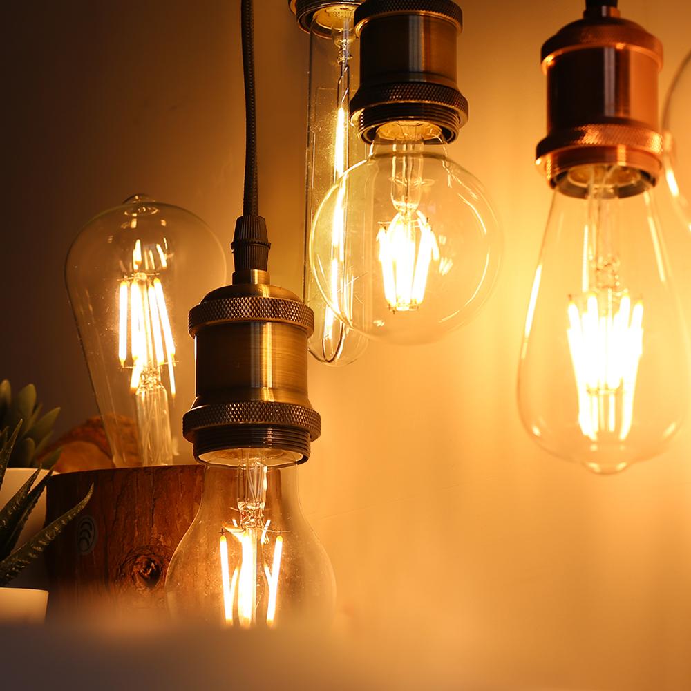 Bombiilas Filament LED Light Bulb Candle Light Glass Bulb Lampara LED Lamp Lighting Bedroom Warm Light E27 220V 240V ST64 A60 T45 G45 G80 G95