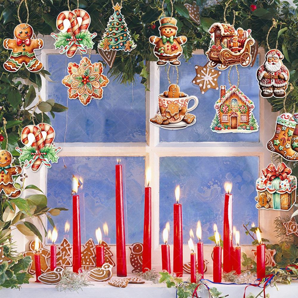 24pcs Christmas Party Decorative Pendants and Winter Gingerbread Man-themed Christmas Decoration Items