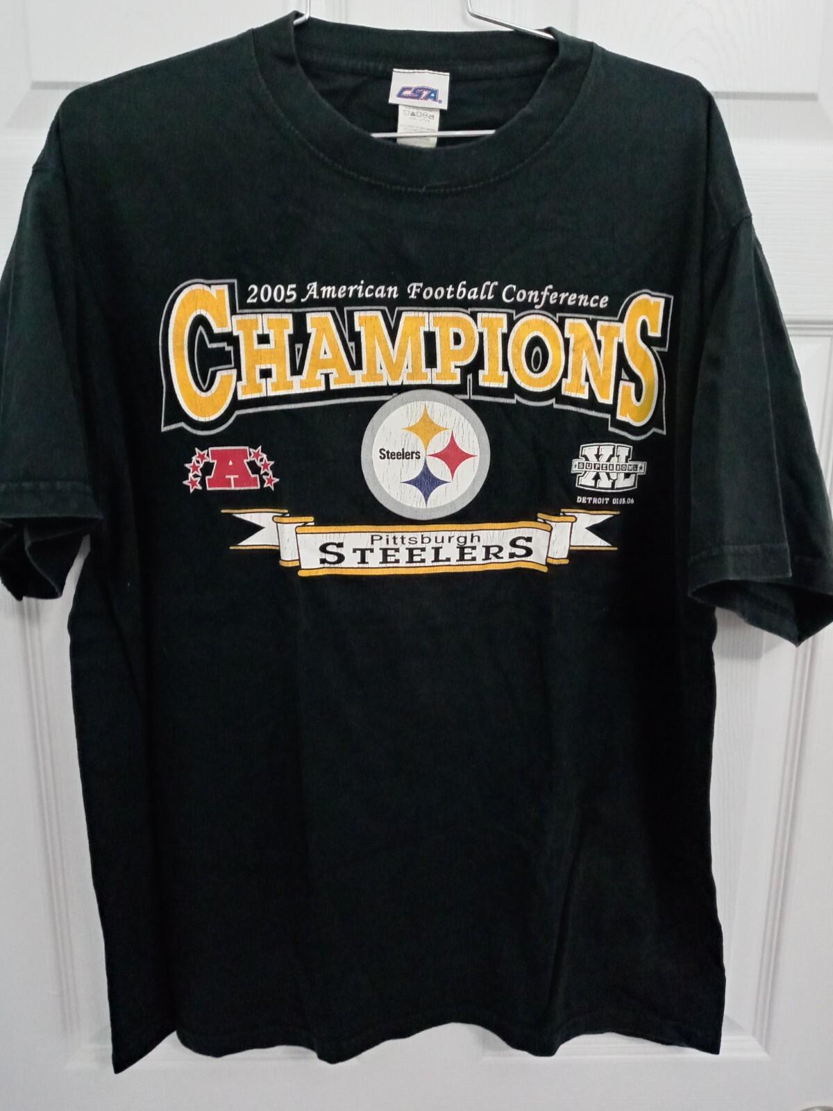 Pittsburgh Steelers 2005 AFC Champions NFL Football Detroit Large T Shirt VTG Unisex T-Shirt S