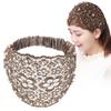 Stylish Plum Blossom Hollow Wide Headband with Decorative Beads