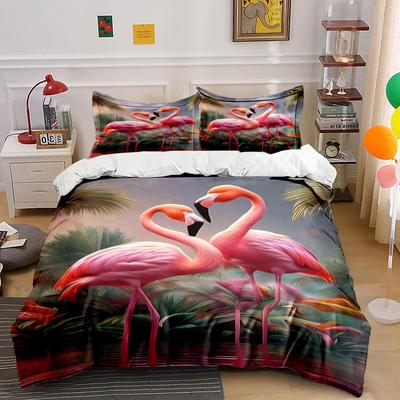 Pink Flamingos and Greenery. Bedding Sets Duvet Cover Sets Duvet Covers Pillowcases(1 * Duvet Cover 2 * Pillowcases Without Duvet Insert)
