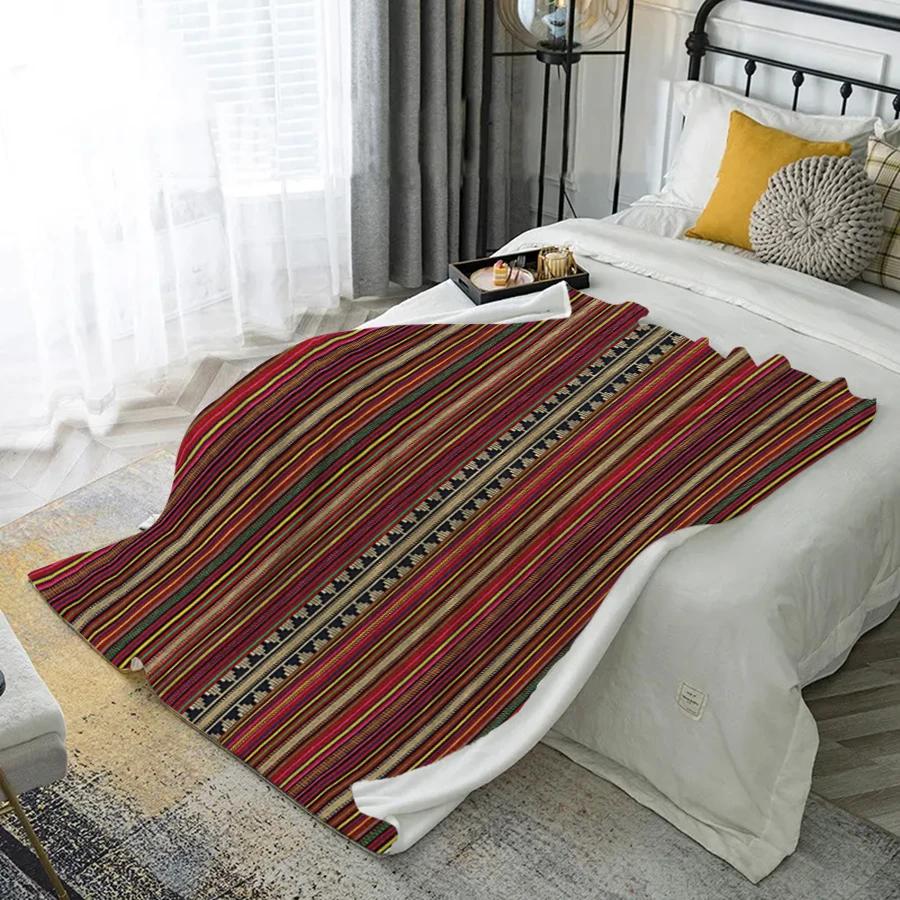 Colorful Tribal Pattern Microfiber Flannel Cover Blanket Bedroom Living Room Sofa Soft And Comfortable Home Decoration
