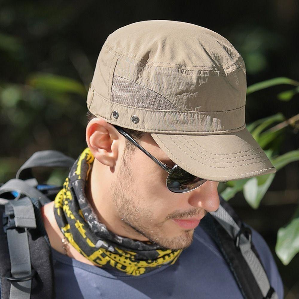 Polyester Sun Hat Breathable Summer Visor Hat New Flat Peaked Cap Men