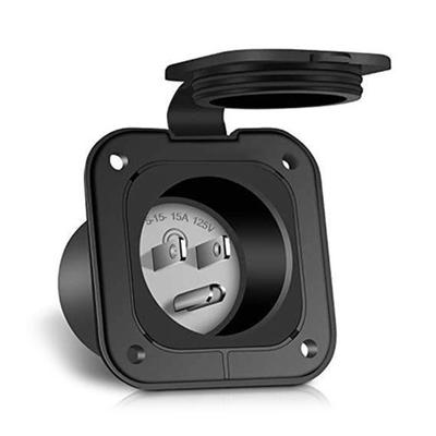15 Amp 125V AC Power Inlet Port Plug NEMA 5-15 Inlet ETL Listed Weatherproof Cover Recessed Male Outlet for RV Truck Car