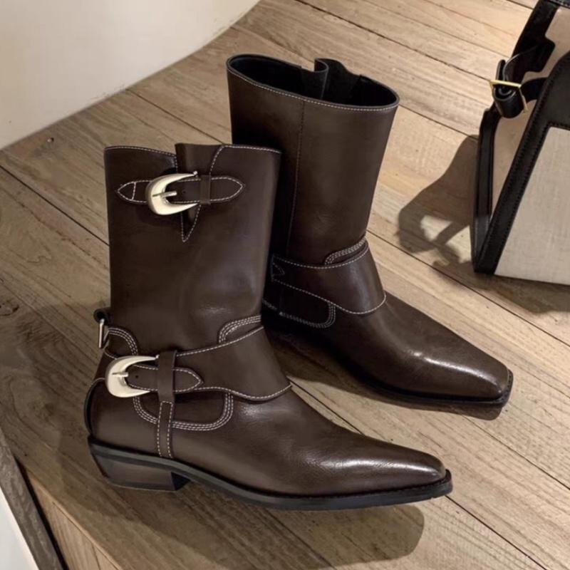 Fashion Winter Cool Girl Short Boots 2025 New Designer Western Cowboy Mid Heels Women Boots Retro Casual Versatile Punk Women Boots