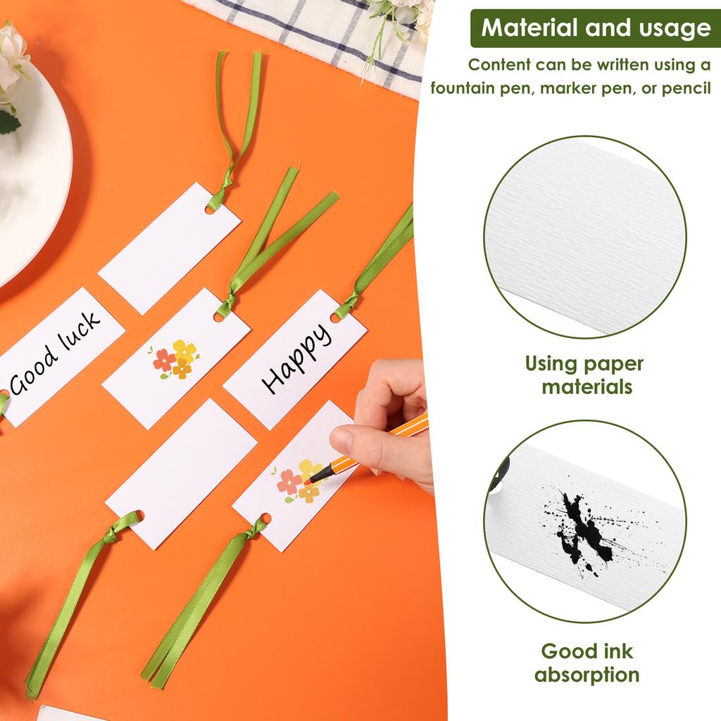 200Pcs Name Place Cards with Satin Ribbon Table Name Tag  Hanging Gift Tags for Wedding Birthday Baby Shower Table Decor