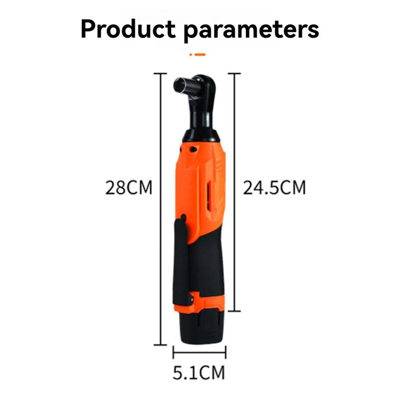 ABUL-200Nm High-Torque 90° Cordless Ratchet Wrench Set 3/8'' Angle Wrench With 12V Batteries EU Plug
