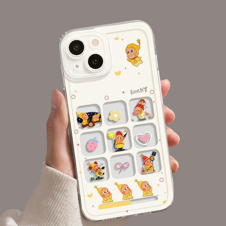 High-End Cartoon Grid Phone Case for iPhone 17 Pro Max, 15, and 14 - Cute and Personalized