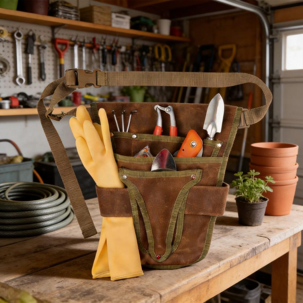 Cintura Portautensili Resistente Con Tasca in Tela Durevole Per Giardinaggio e Riparazioni Domestiche
