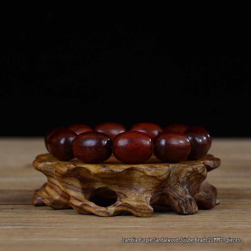 Bracelet Abaque Bois de Santal Rouge, Vert et Violet avec Perles de Jujube et Espaceurs Articulés en Bambou - Design Unisexe