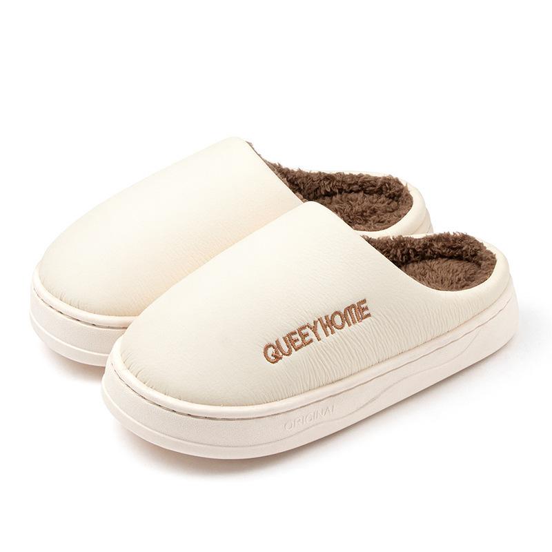 Indoor couple cotton mop warm winter cotton waterproof outer wear slippers home non-slip winter velvet thick bottom