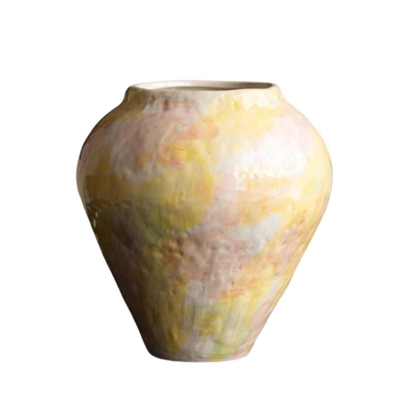 Keramikvase Handgefertigt Steinguttopf Blumenvase Blumenarrangement Zubehör Retro Blumentopf Heimdeko Zubehör
