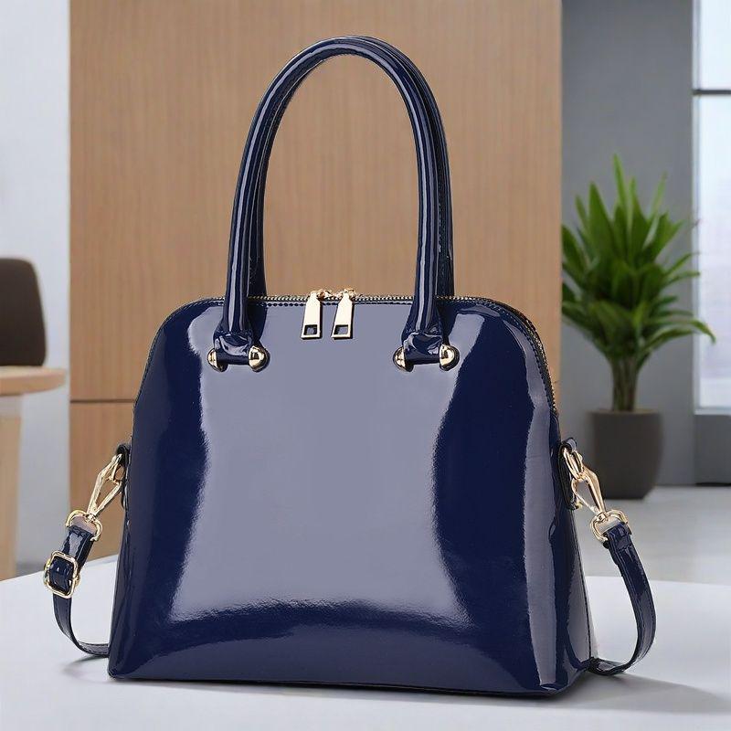 2026 Women's Patent Leather Tote: Versatile European & American Fashion Handbag, Shoulder, or Crossbody In Red & Black.