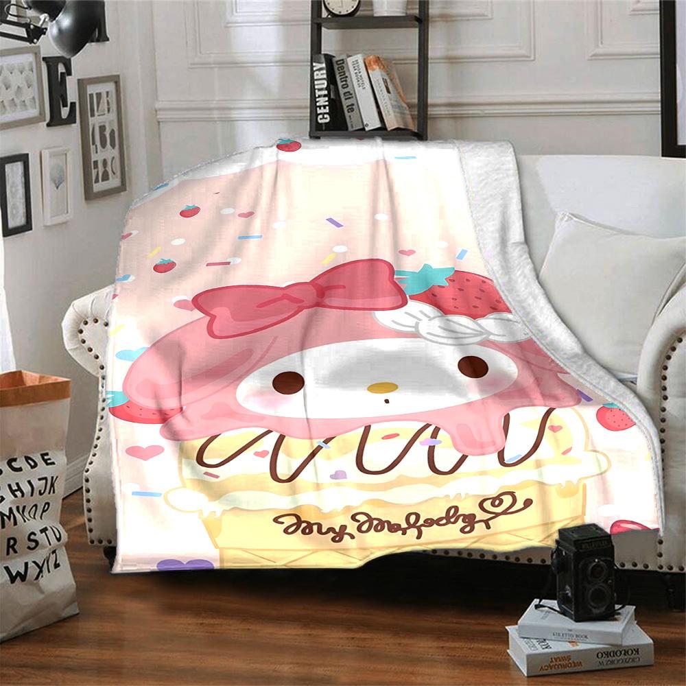 1pc My Melody Strawberry blanket Lightweight Flannel Throw for Sofa Bed Travel Camping Livingroom1196L