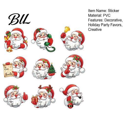 Holiday Decorative Adhesive Seals 45Pcs Christmas Santa Sticker Set, Cartoon DIY Handwrite Label Decals for Gift Tags, Claus Party Favor Craft